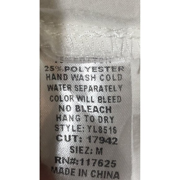 Ua Losangeles ~ Short Sleeve Roll Tab Blouse~ Size Medium ~ Off White - Picture 7 of 7